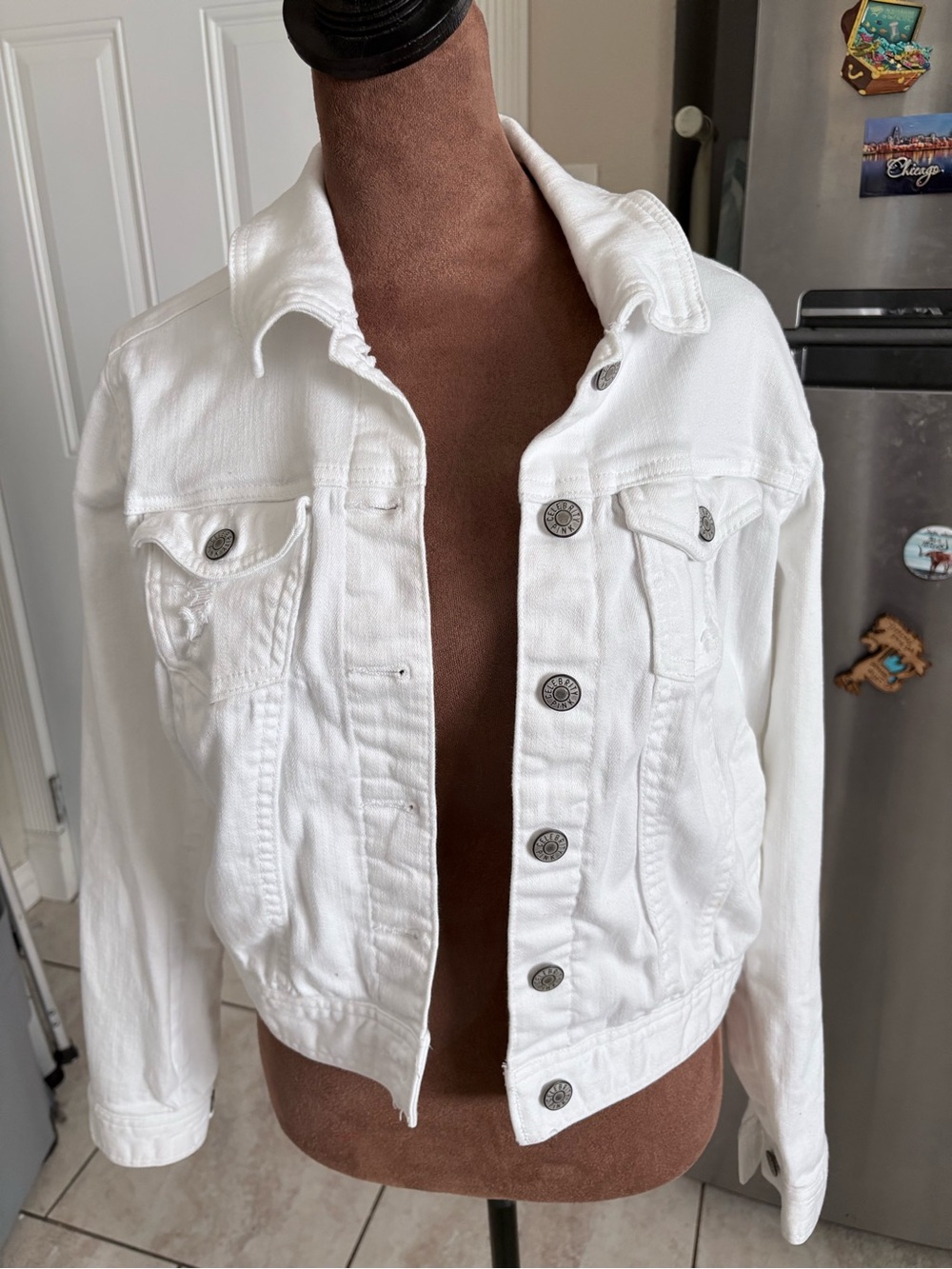 Celebrity Pink White Denim Jacket for Women